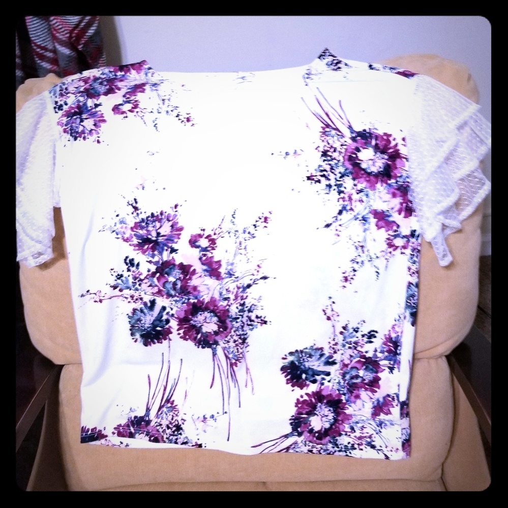 Purple floral on white? Yes! XS but fits like S/M